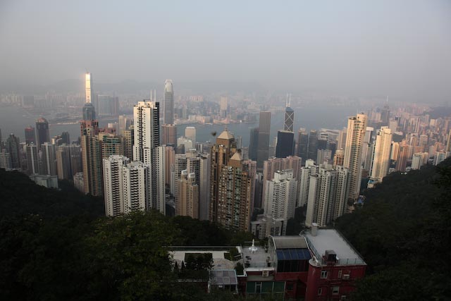 Coucher de soleil au Peak à Hong Kong