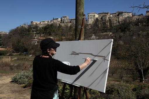 Peinture live à Méherbes - Lubéron - Par Michelle Auboiron.