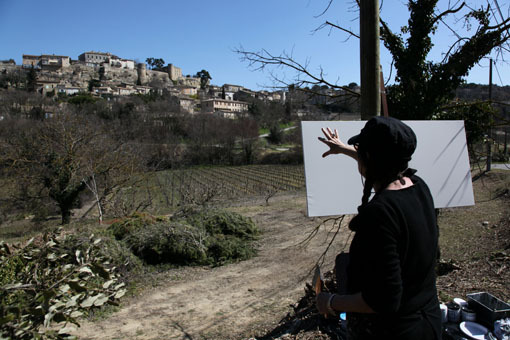 Peinture live à Méherbes - Lubéron - Par Michelle Auboiron.