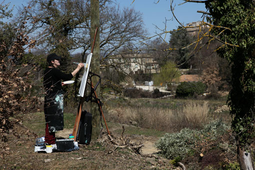 Peinture live à Méherbes - Lubéron - Par Michelle Auboiron.